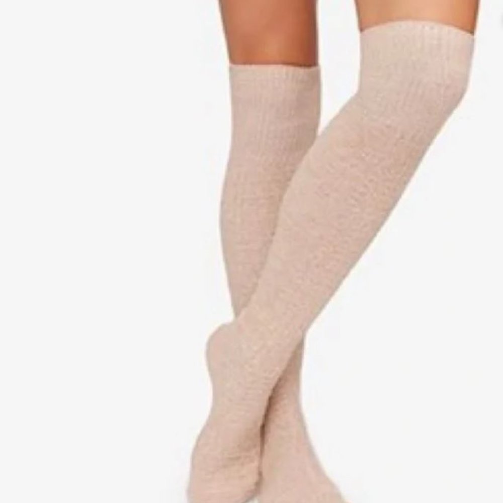 Pudus Over-the-Knee Sweater Knit Socks - Heathered Taupe - NWT